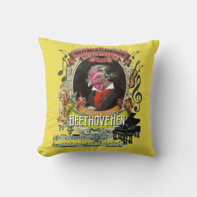 Funny Beethovehen Animal Composer Beethoven Joke Cushion (Front)