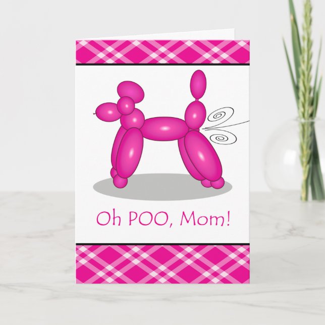 Funny Belated Birthday for Mum, Poodle Fart Card (Front)