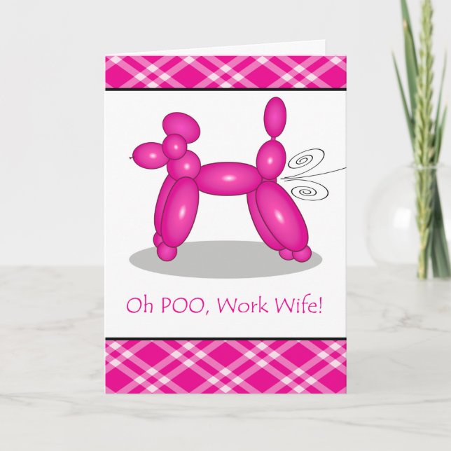 Funny Belated Birthday for Work Wife, Poodle Fart Card (Front)
