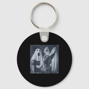Funny Belgian Malinois Selfie Halloween Ghost Retr Key Ring