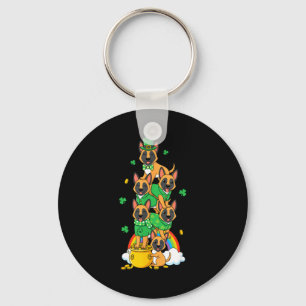 Funny belgian malinois st patricks day womens mens key ring