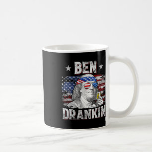 Funny Ben Drankin 4th Of July Usa Flag Men Drinkin Coffee Mug
