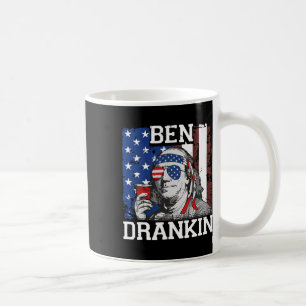 Funny Ben Drankin 4th Of July Usa Flag Men Drinkin Coffee Mug