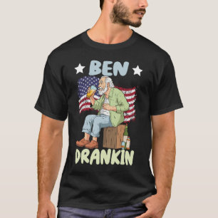Funny Ben Drankin 4th Of July USA Flag Men T-Shirt