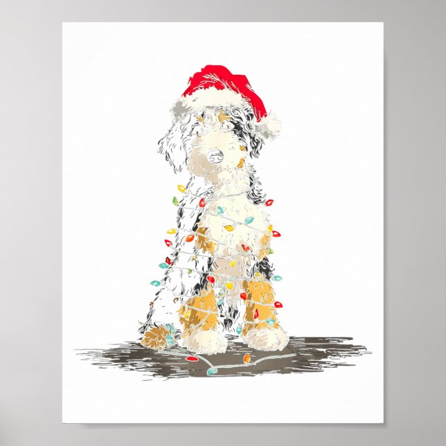 Funny Bernedoodle Christmas Graphics Dog Lights Lo Poster (Front)