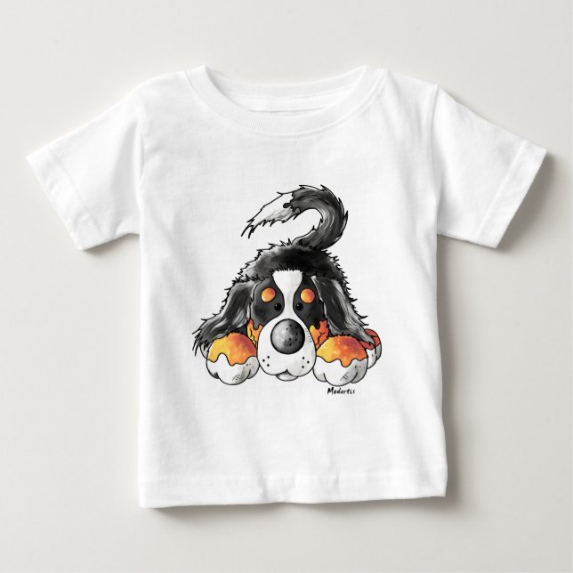 Funny Bernese Mountain Dog Cartoon Baby T-Shirt (Front)