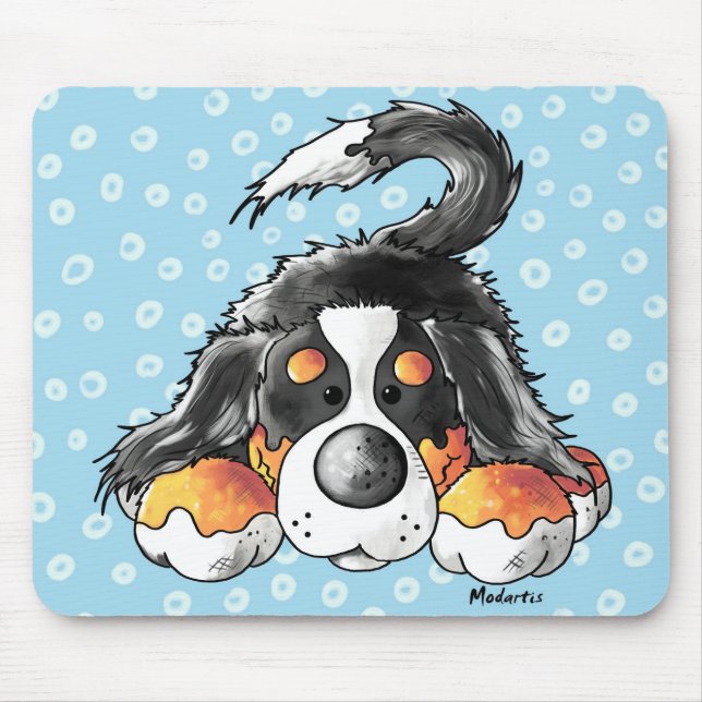 Funny Bernese Mountain Dog Cartoon Mouse Pad (Front)