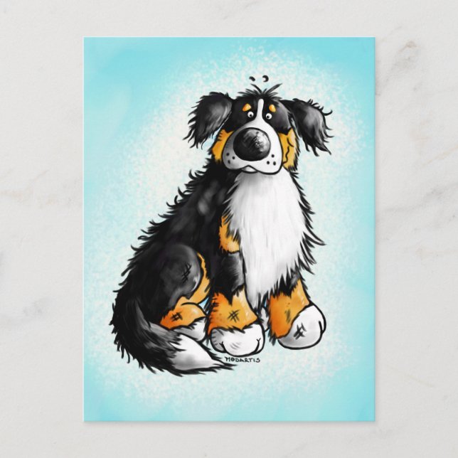 Funny Bernese Mountain Dog Cartoon Postcard (Front)