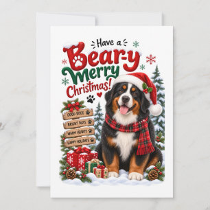 Funny Bernese Mountain Dog Christmas Holiday Card
