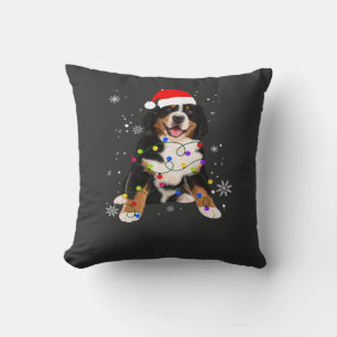 Funny Bernese Mountain Dog Lights Christmas Matchi Cushion