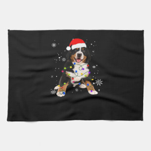 Funny Bernese Mountain Dog Lights Christmas Matchi Tea Towel
