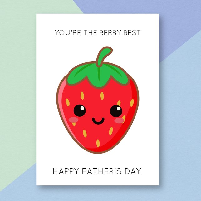 Funny Berry Best Dad Strawberry Father's Day Card (Creator Uploaded)