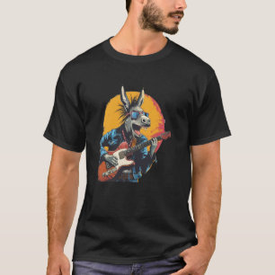 Funny bespectacled Donkey with electric Guitar T-Shirt