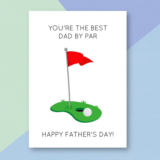 Funny Best By Par Golf Pun Father's Day Card (Creator Uploaded)