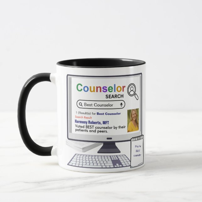 Funny Best Counsellor Search Result With Photo Mug (Left)