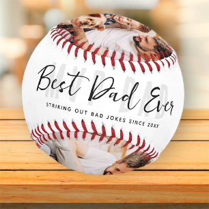 Funny Best Dad Ever Modern 3 Photos Father's Day Baseball