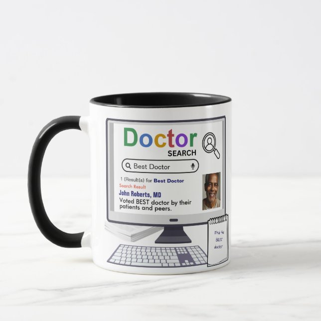 Funny Best Doctor Search Result With Photo Mug (Left)