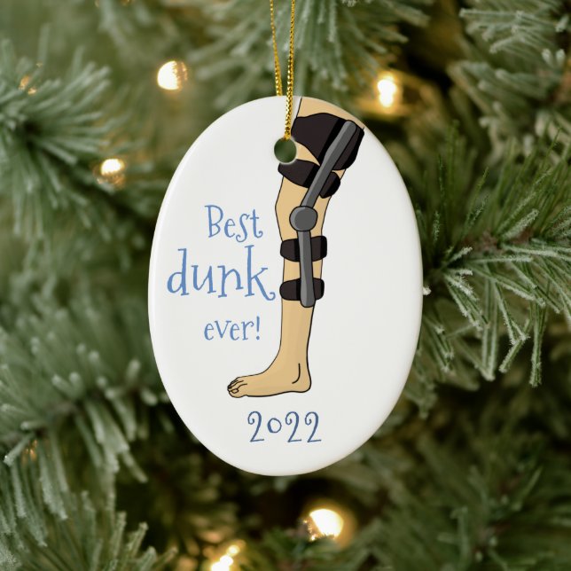 Funny Best dunk ever! Basketball Knee Brace Ceramic Ornament (Tree)