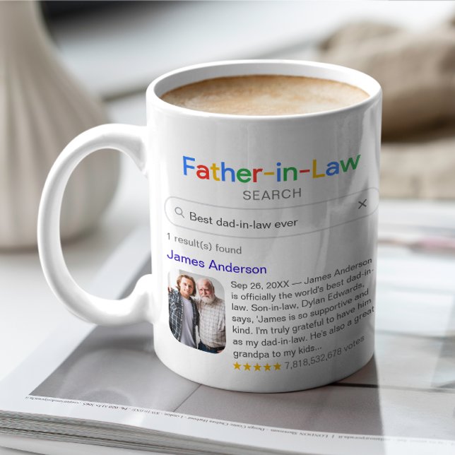 Funny Best Father-In-Law Ever Search & Photo Coffee Mug (Creator Uploaded)