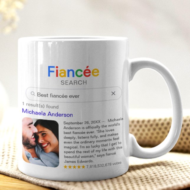 Funny Best Fiancée Ever Search Result With Photo Coffee Mug (Creator Uploaded)