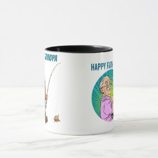 Funny Best Fishing Grandpa Cartoon Character Gift Mug