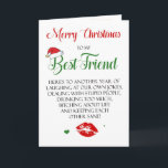 Funny Best Friend Christmas Card for Bestie<br><div class="desc">A "Funny Best Friend Christmas Card for Bestie" is a lighthearted and enjoyable way to celebrate your friendship during the holiday season. It can feature humour and inside jokes that only you and your bestie share, adding a touch of laughter to the holiday season. It's a great choice for expressing...</div>