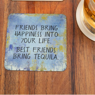 Funny Best Friends Bring Tequila Square Paper Coaster