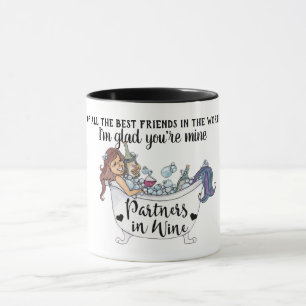 Funny Best Friends Partners In Wine Gift Custom Mug