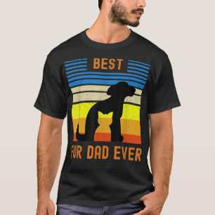 Funny Best Fur Dad Ever Vintage Retro Dog And Cat T-Shirt