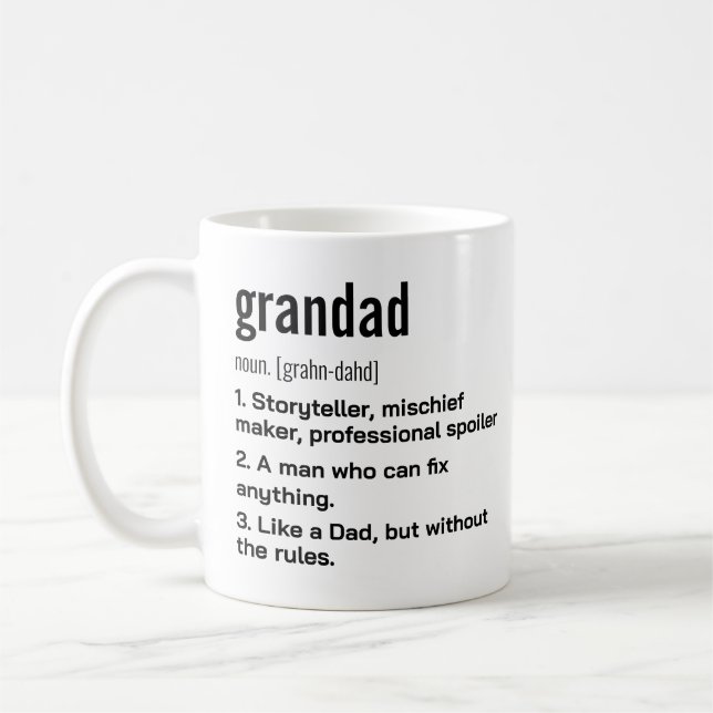 Funny Best Grandad Definition Gift for Grandfather Coffee Mug (Left)