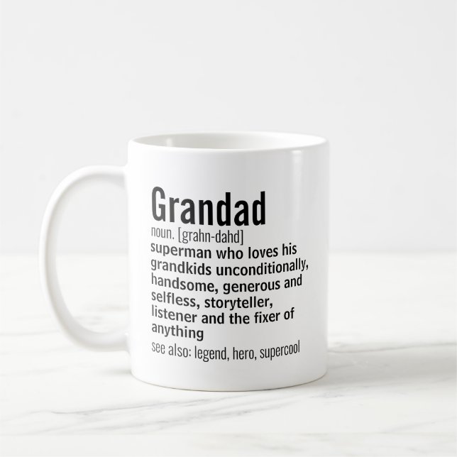 Funny Best Grandad Definition Gift for Grandfather Coffee Mug (Left)