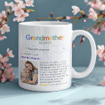 Funny Best Grandma Ever Search Results With Photo Coffee Mug<br><div class="desc">This heartfelt custom mug gift is the perfect way to celebrate your grandmother, making it an ideal gift for birthdays, Mother's Day, Christmas, or any special occasion. The unique design mimics a popular internet search engine's results page, with a customisable search bar where you can input a term like "Best...</div>