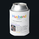 Funny Best Husband Ever Search Results With Photo Can Cooler<br><div class="desc">Funny can cooler for your husband with a 'Husband search' logo and a single search result for "Best husband ever',  featuring your husband's name,  a photo,  your personal message and a 5-star rating.</div>