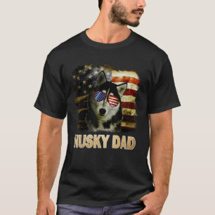 Funny Best Husky Dad Ever American Flag 4th Of Jul T-Shirt