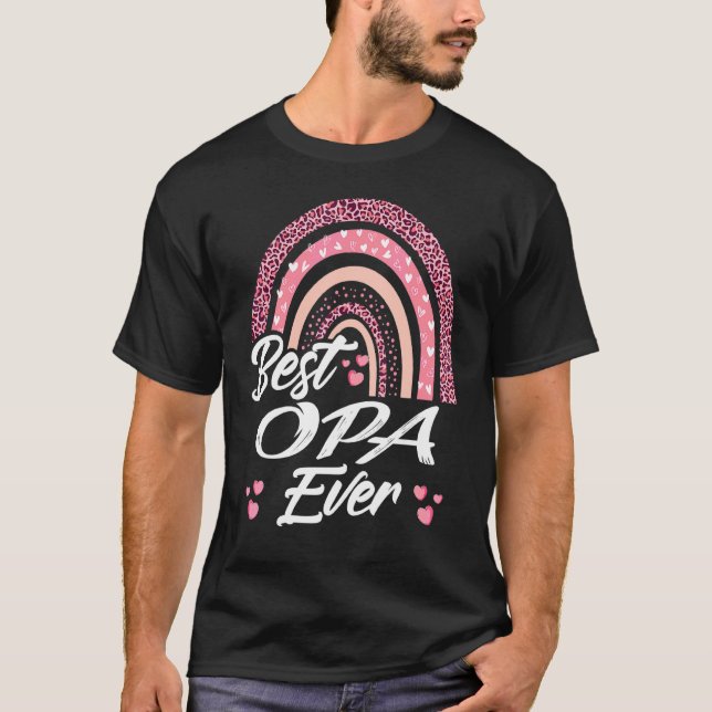 Funny Best Opa Ever Rainbow Fathers Day For Men Gr T-Shirt (Front)