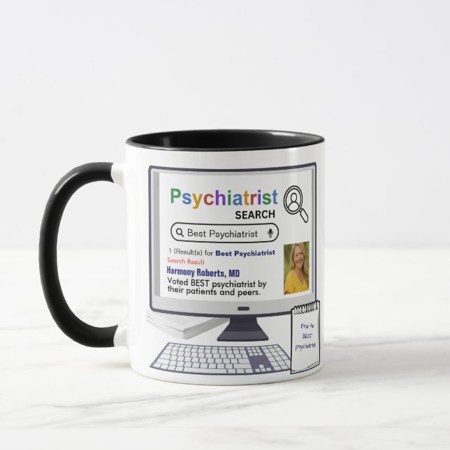 Funny Best Psychiatrist Search Result With Photo Mug (Left)