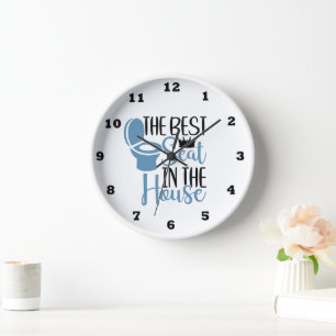 Funny best seat house bathroom word art  clock