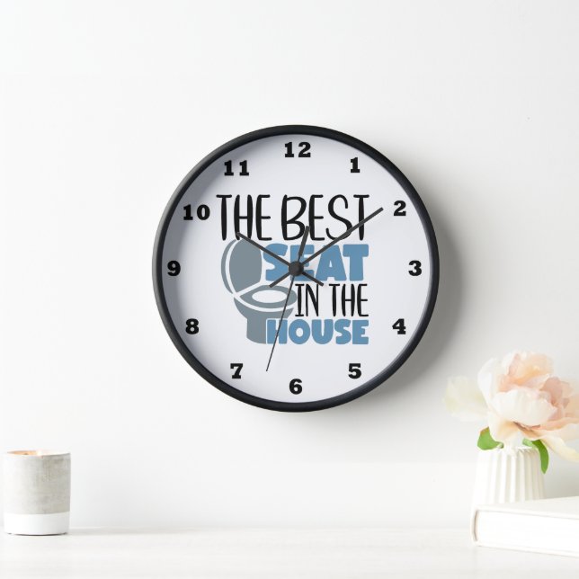 Funny best seat house bathroom word art clock (Home)