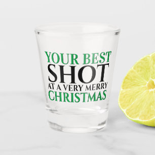 Funny best shot at a merry Christmas pun bar gift Glass