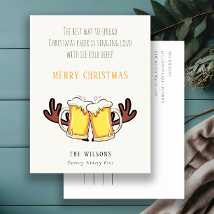 Funny Best Way To Spread Christmas Cheer Rein Beer Holiday Postcard