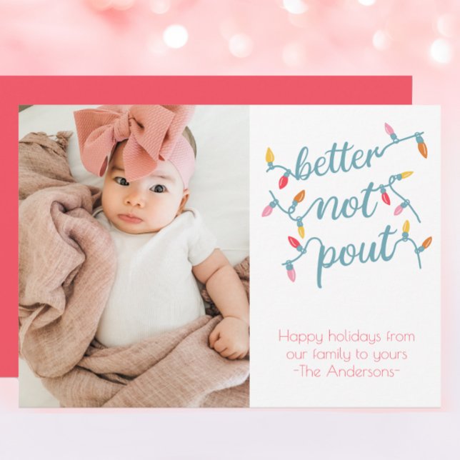 Funny Better Not Pout Kids Photo Holiday Card (Creator Uploaded)