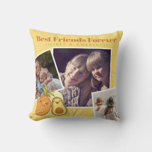 Funny BFF PHOTO COLLAGE Gift Avocado Pineapple Cushion