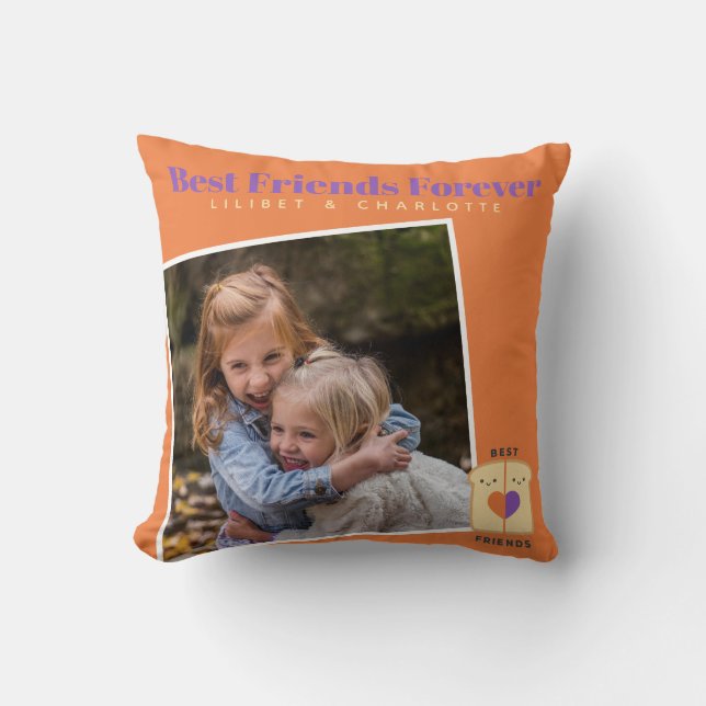 Funny BFF PHOTO COLLAGE Gift Peanutbutter Jelly Cushion (Front)