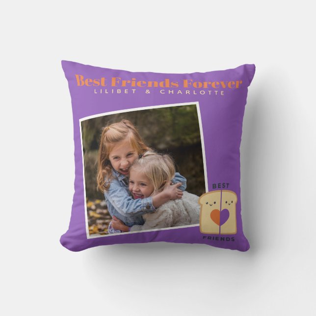 Funny BFF PHOTO COLLAGE Gift Peanutbutter Jelly Cushion (Front)