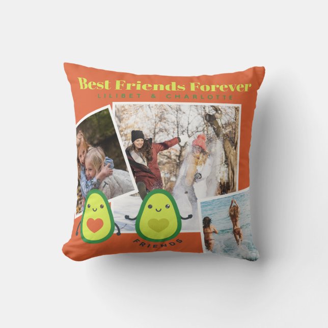 Funny BFF PHOTO COLLAGE Gift Personalised AVOCADO Cushion (Front)