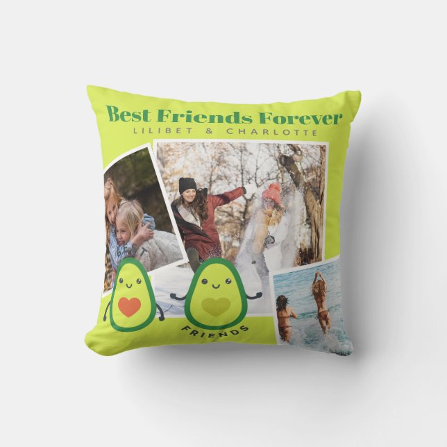 Funny BFF PHOTO COLLAGE Gift Personalised AVOCADO Cushion (Front)