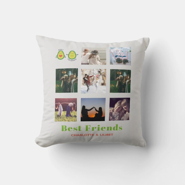 Funny BFF PHOTO COLLAGE Gift Personalised AVOCADO Cushion (Front)