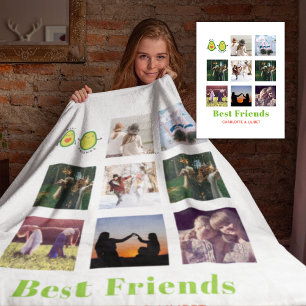 Funny BFF PHOTO COLLAGE Gift Personalised AVOCADO Fleece Blanket