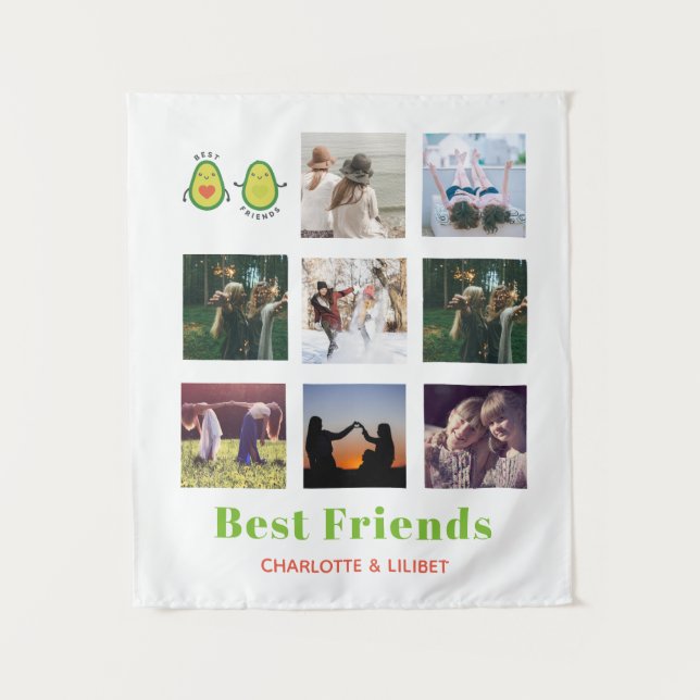 Funny BFF PHOTO COLLAGE Gift Personalised AVOCADO Tapestry (Front)
