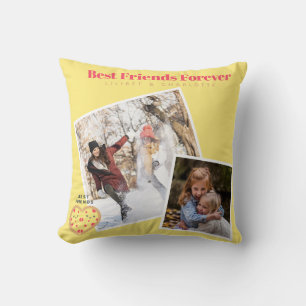 Funny BFF PHOTO COLLAGE Gift Pizza Friends Cushion